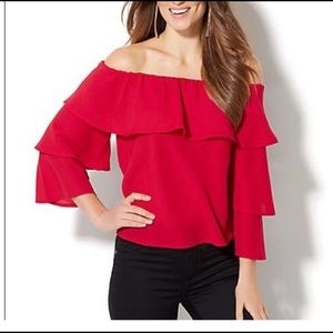 Sassy red off shoulder blouse, Medium